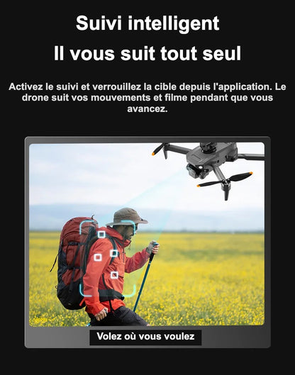 Mode Suivez-moi : le drone suit le randonneur sans les mains