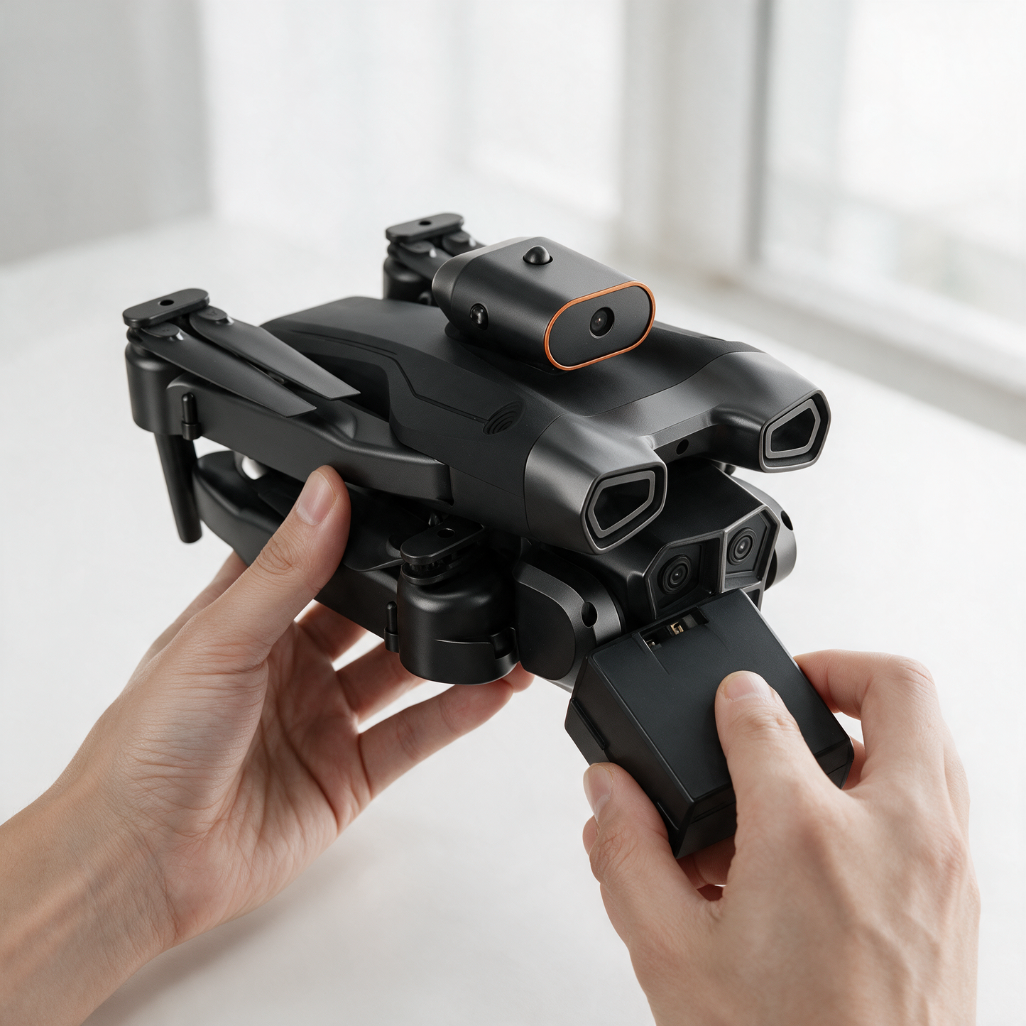 Insertion de la batterie modulaire dans le drone NIMBUS